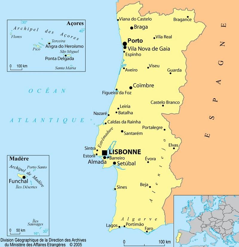 Portugalska In Azori Zemljevid 